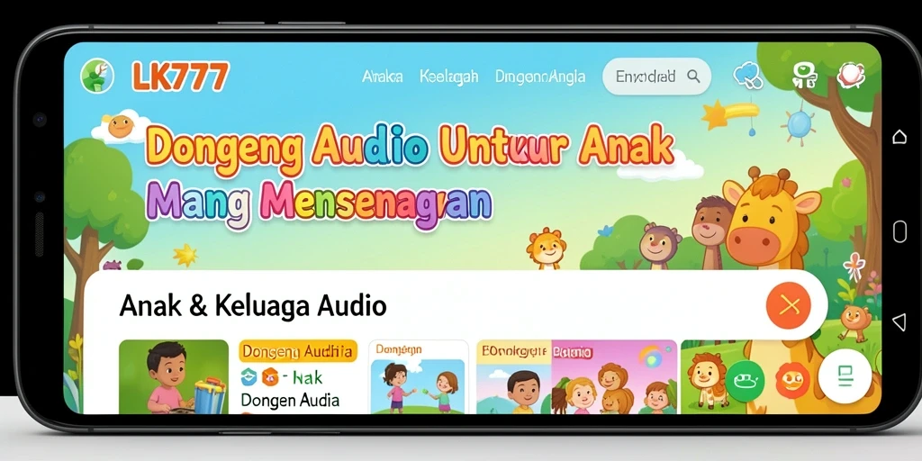 Antarmuka LK777 yang ramah anak dengan koleksi dongeng audio.