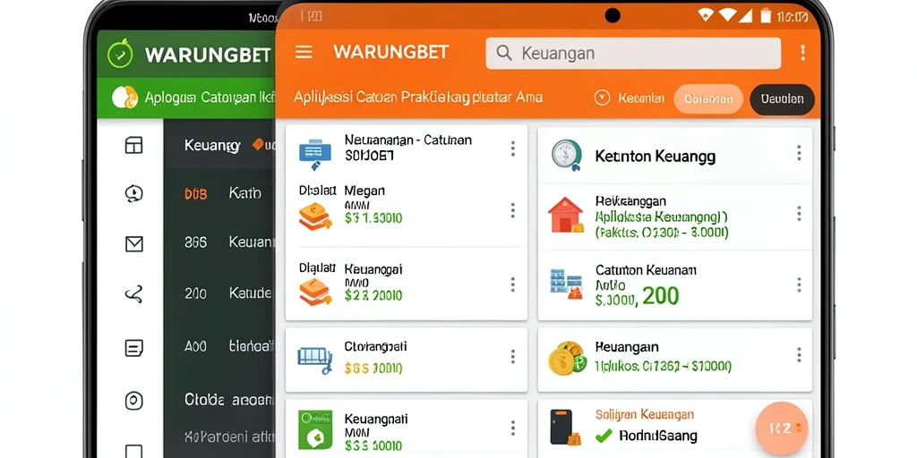 Antarmuka aplikasi WARUNGBET untuk Catatan Keuangan yang praktis.