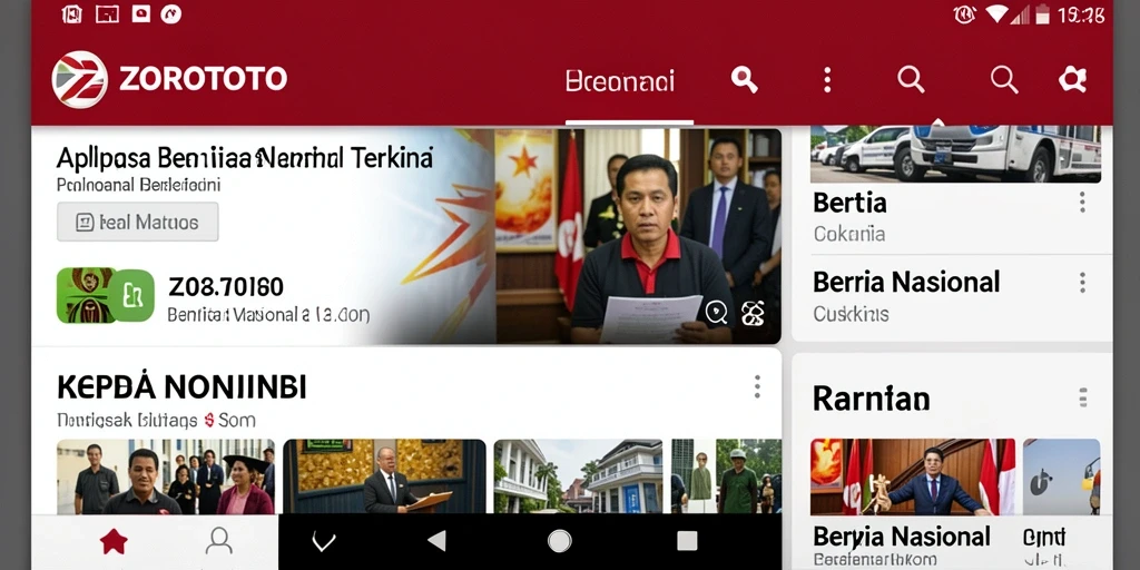 Tampilan antarmuka ZOROTOTO dengan fitur Berita Nasional.